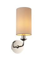 DK0015  Banyan Wall Lamp 1 Light Polished Chrome; Nude Beige/Moonlight